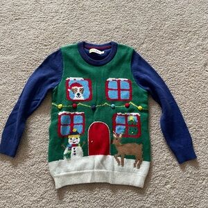 Mini Boden NWOT Green and Blue Festive Sweater 6-7